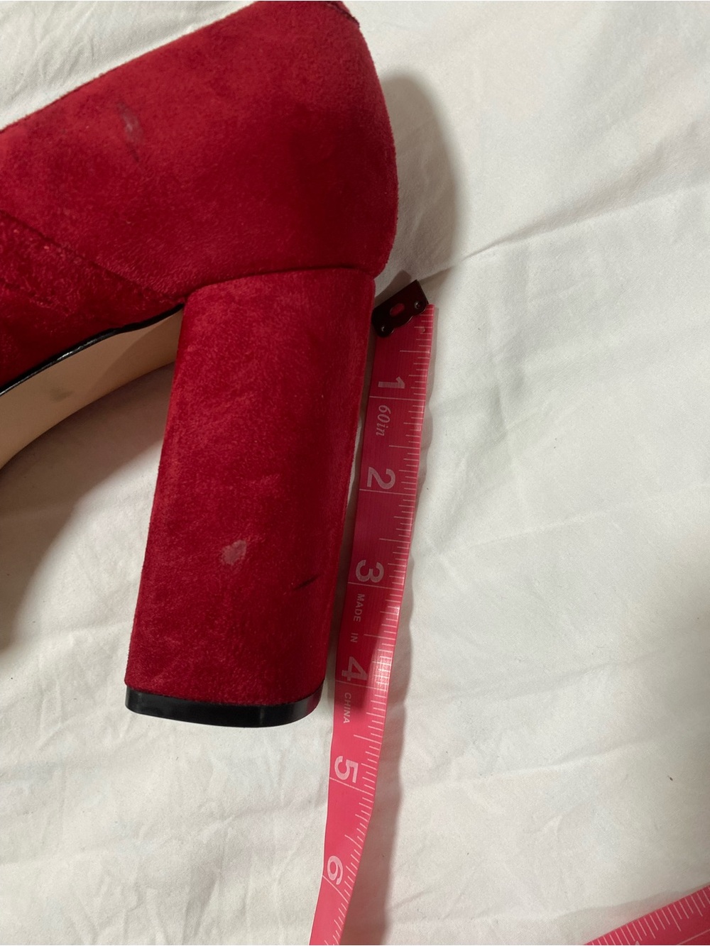 Marc Fisher Red Suede Nicoly Mary Jane Platform chunky Heels - Picture 8 of 9